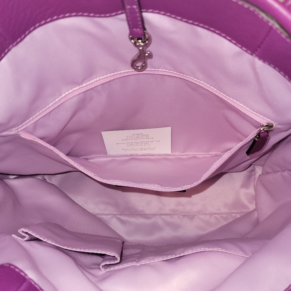 NWT Coach Julia Canvas w/Pebbled Leather Trim OpArt Perry Tote - PURPLE - Picture 5 of 7